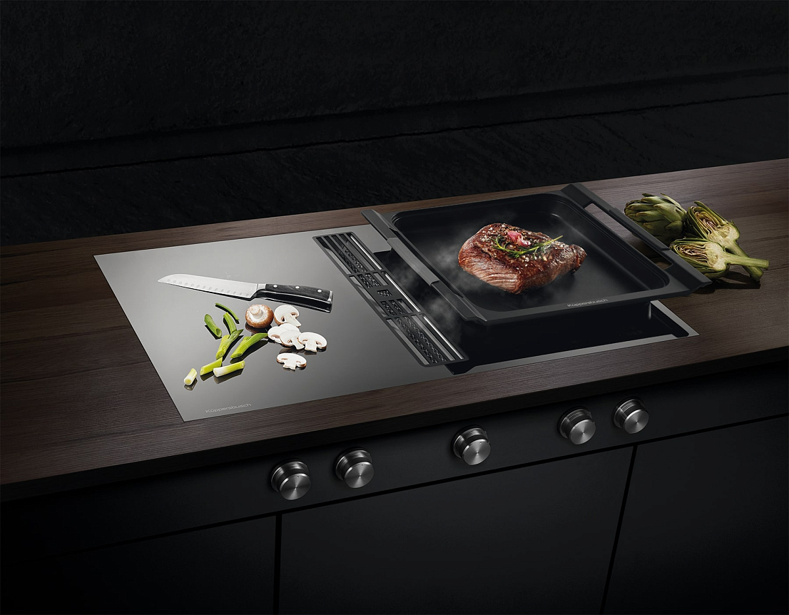 Индукционная варочная панель с вытяжкой Kuppersbusch KMI 9850.0 SR Copper (отгружается KMI 9850.0 SR