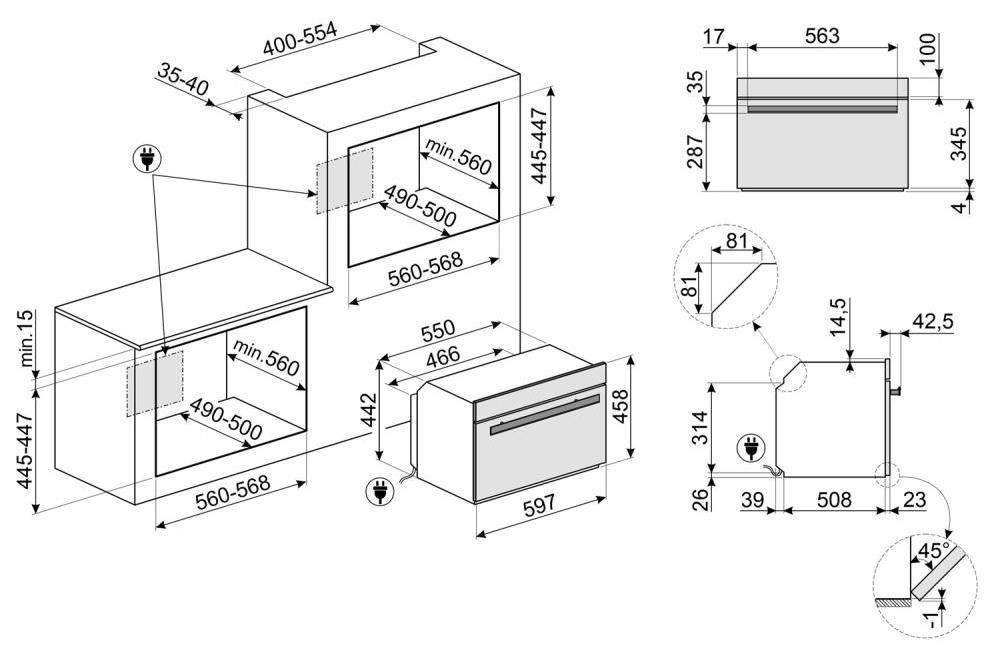 SMEG SO4602M1NR Компактный многофункциональный духовой шкаф, комбинированный с микроволновой печью, 
